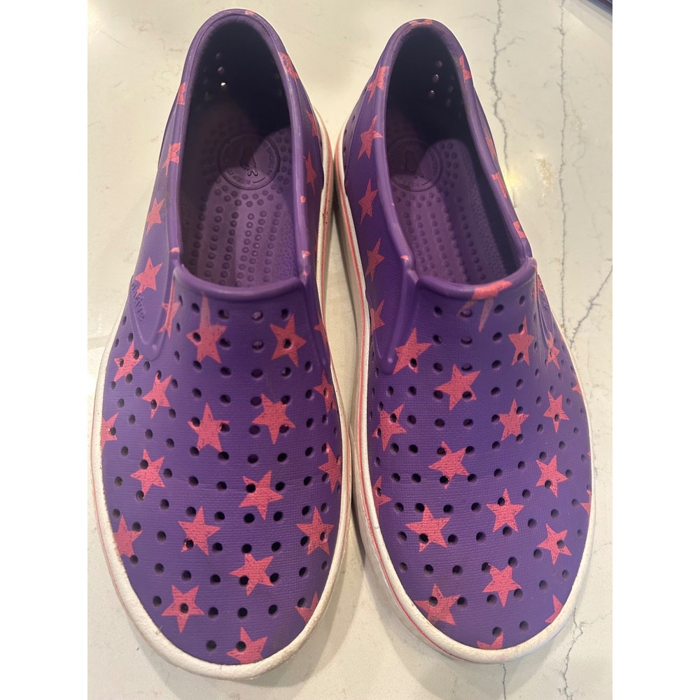 Native Jefferson Sneakers Purple Pink Star Print Slip On Water Shoes Kids J3